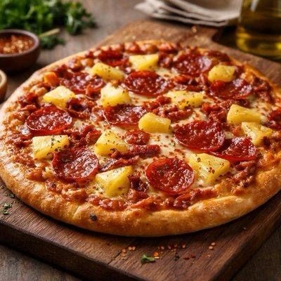 Pineapple pepperoni pizza