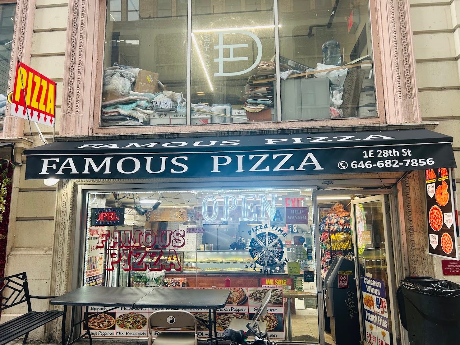 Famous Pizza storefront on East 28th Street