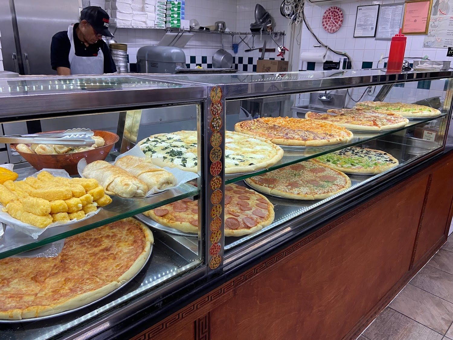 Fresh pies and sides behind the counter