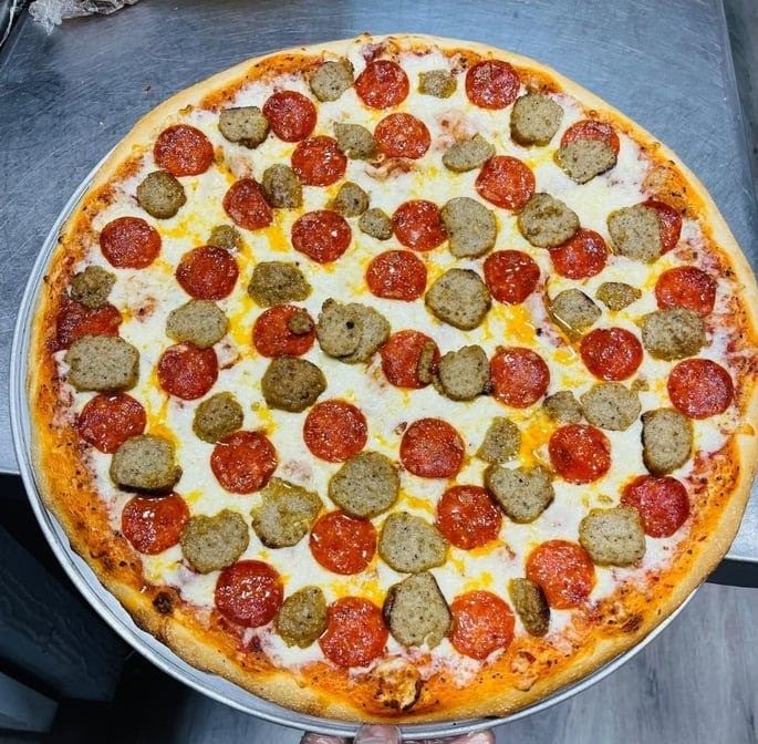 Meat lovers pizza with meatball and pepperoni